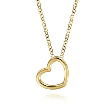 GABRIEL & CO- 14K Yellow Gold Tilted Heart Pendant Necklace